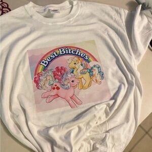 White Graphic Tee with Colorful Print